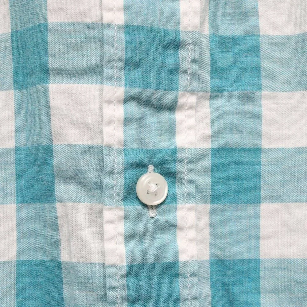 J. CREW BLUE/WHITE PLAID SLIM FIT BUTTON SHIRT XL